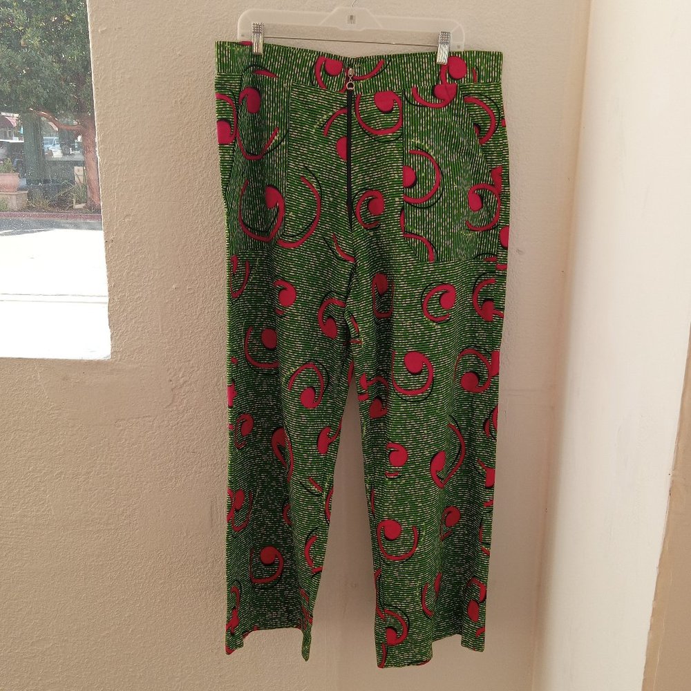 Custom made wide leg pink and green pant